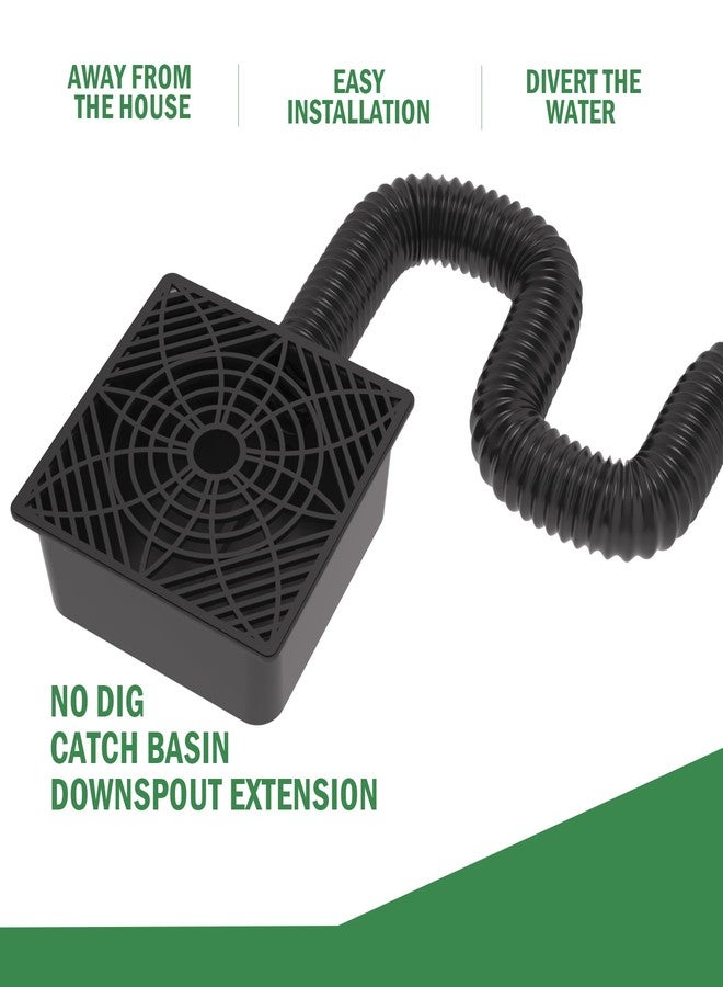 YOTODY 2 Pack Gutter Downspout Extensions,Catch Basin Low Profile Downspout Extender | No Deep Dig Catch Basin, Flexible Pipe Extension to 5.1ft, Protect House Foundation - Image 4