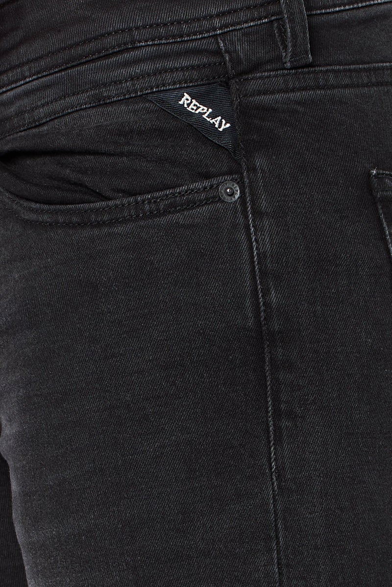 Replay جينز رجالي بقصة مستقيمة، مغسول وقابل للتمدد، أسود - Image 3