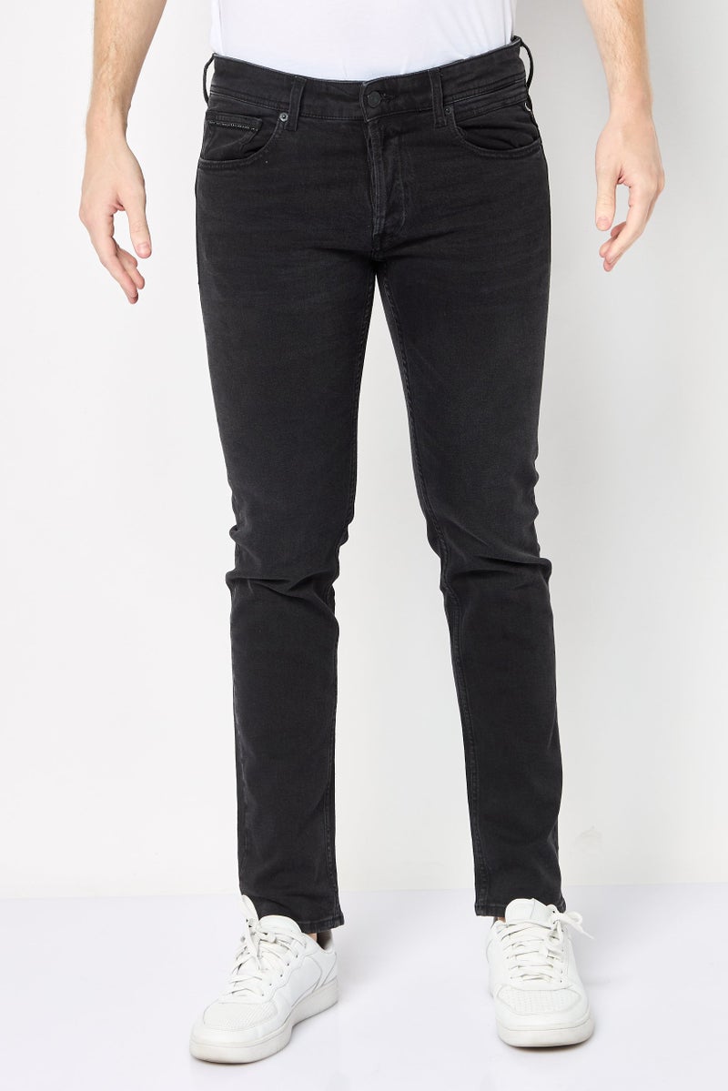 Replay جينز رجالي بقصة مستقيمة، مغسول وقابل للتمدد، أسود - Image 1