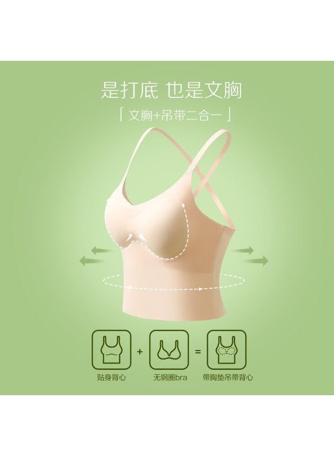 Red Bean Women'S Padded Camisole With Cross Back, Short Sleeveless Top, Silk-Like Undershirt - Image 5