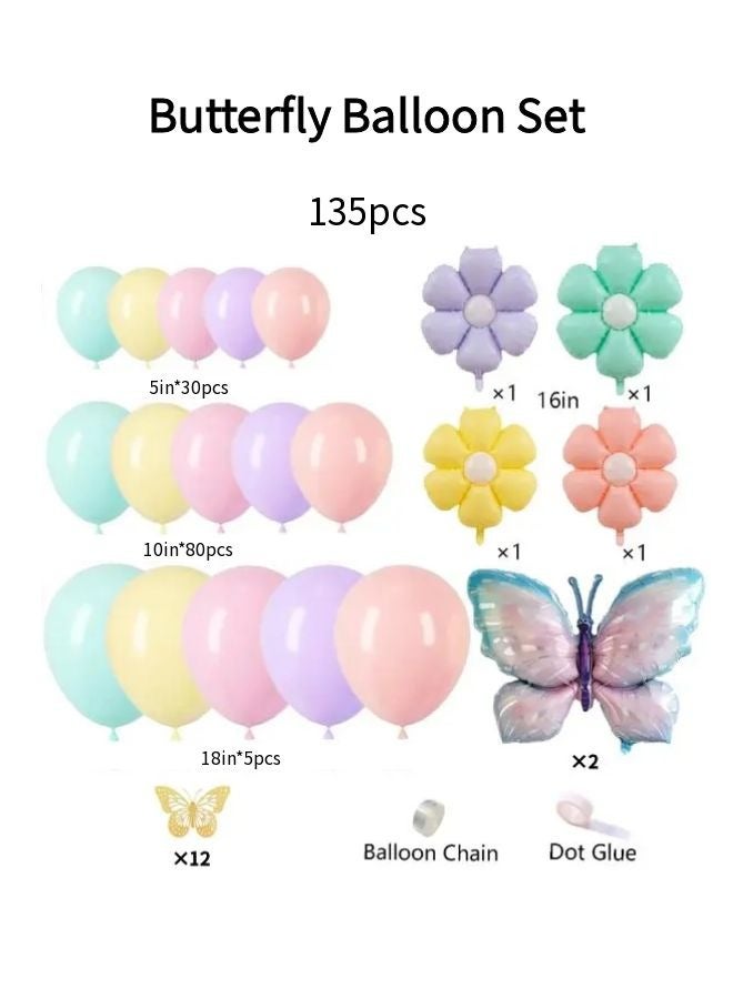 Vixplorn Butterfly and Daisy Flower Balloon Arch Garland Kit 135 Pieces Lilac Green Yellow Pink Orange Balloons with Butterfly Stickers Suitable for Eid, Ramadan, National Day, Birthday Party and Other Celebration Events - Image 5