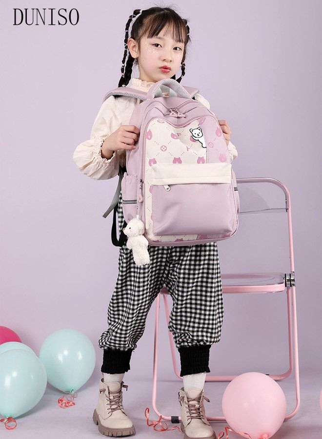 DUNISO Girls School Backpacks Cute Book Bag with Compartments for Teen Girl Kid Students Elementaryac School Kids' School Bag - Image 2