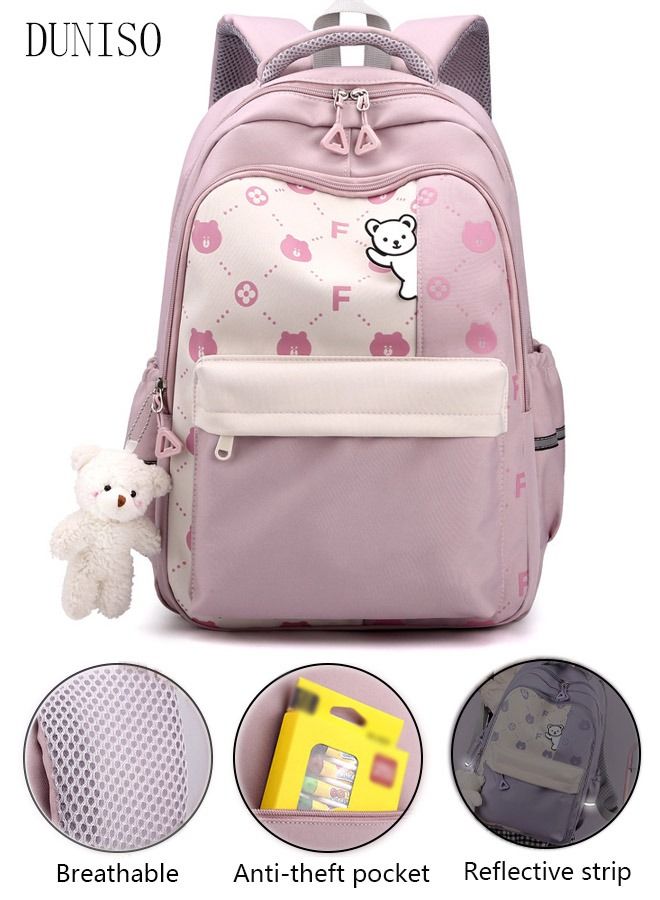 DUNISO Girls School Backpacks Cute Book Bag with Compartments for Teen Girl Kid Students Elementaryac School Kids' School Bag - Image 1
