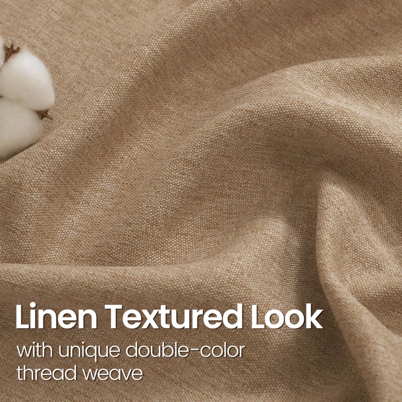 BGment Short Burlap Linen Curtains 45 Inch Length for Windows, Camel Light Filtering Drapes with Grommet No See Through Privacy for Bedroom Farmhouse, 2 Panels Set, Each 52 Inch Wide - Image 3