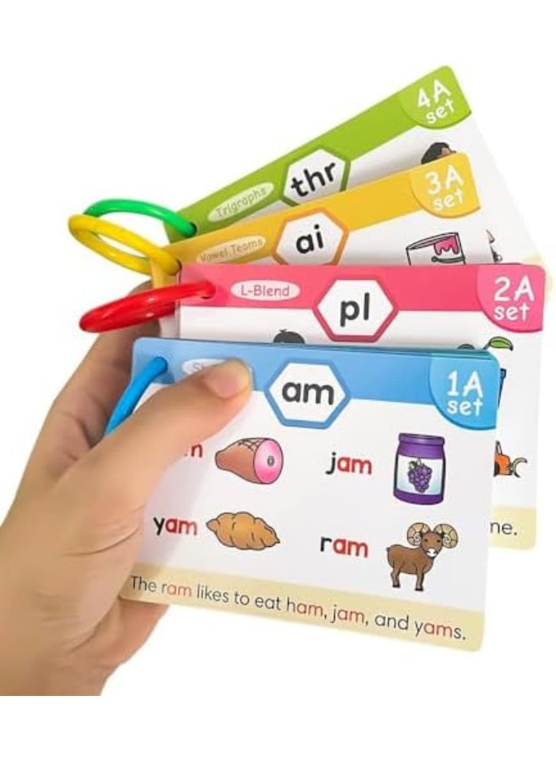 SYOSI English Phonics Flash Cards Set, 20 Phonic Stages Cards, Interactive Reading Learning Kit with Digraphs, CVC Words, Blends, and Long Vowel Sounds, Educational Games for Ages 4-8 - Image 5