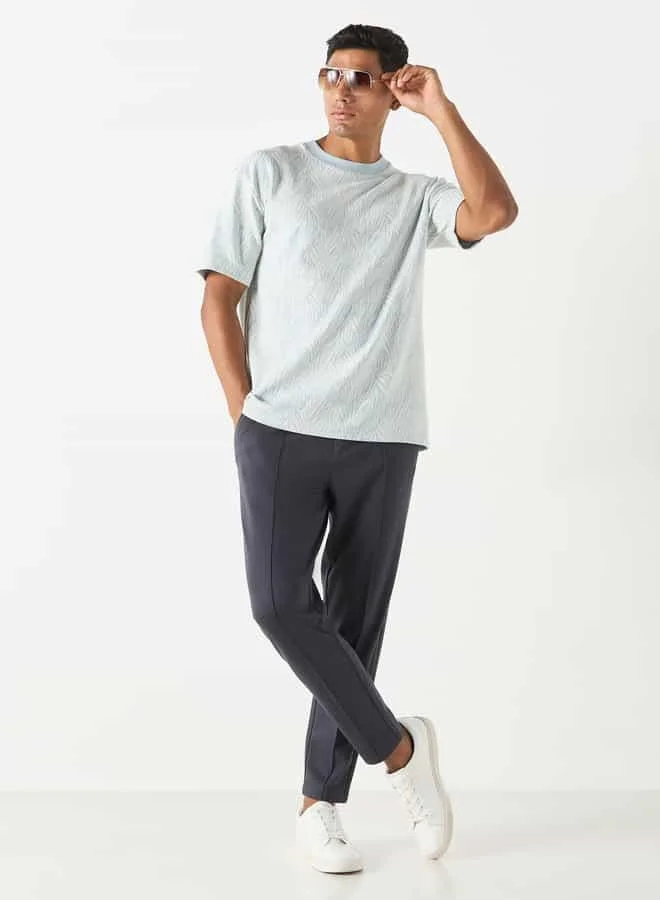 Iconic Printed Textured T-shirt with Short Sleeves