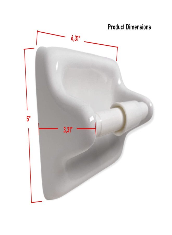 Tenedos Glazed Ceramic Bathroom Toilet Paper Holder Accessory White Wall Mount Durable Classic Design Not for Flat Surface Installation - Image 2