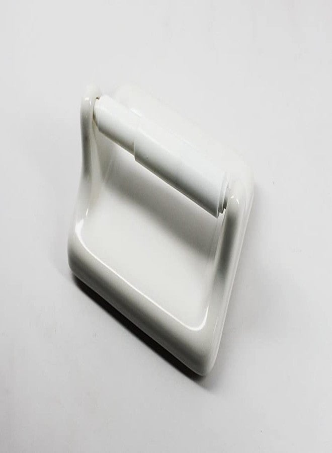 Tenedos Glazed Ceramic Bathroom Toilet Paper Holder Accessory White Wall Mount Durable Classic Design Not for Flat Surface Installation - Image 5