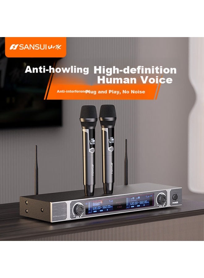 Sansui H9 Wireless Microphone System, Professional Teaching And Performance Microphones, Conference And Stage Hosting Microphones, Ktv And Home Karaoke Receiver, Handheld - Image 1