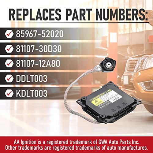 AA Ignition HID Ballast with Ignitor - Xenon Headlight Control Unit - Replaces 85967-52020, 81107-30D30, DDLT003, KDLT003 - Compatible with Toyota & Lexus Vehicles - Prius, Avalon, IS250, IS350, GS350, GS450h - Image 3