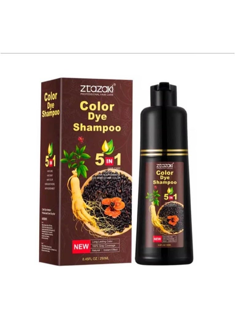 Ztazaki 5-in-1 Hair Color Dye Shampoo – Natural, Instant Gray Coverage Black - Image 1