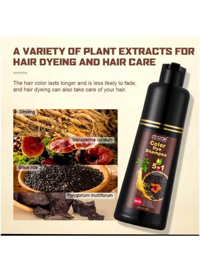 Ztazaki 5-in-1 Hair Color Dye Shampoo – Natural, Instant Gray Coverage Black - Image 5