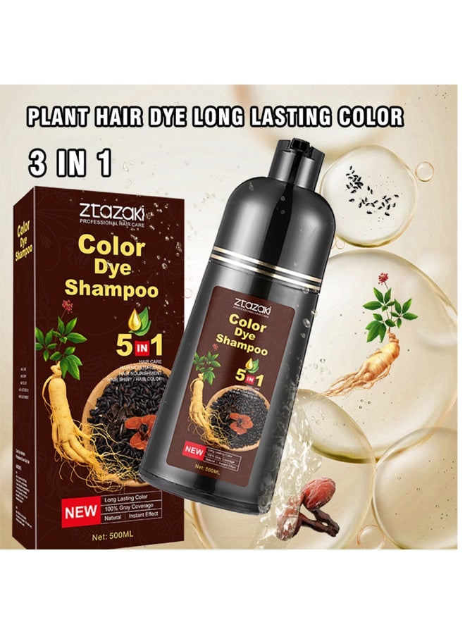 Ztazaki 5-in-1 Hair Color Dye Shampoo – Natural, Instant Gray Coverage Black - Image 4