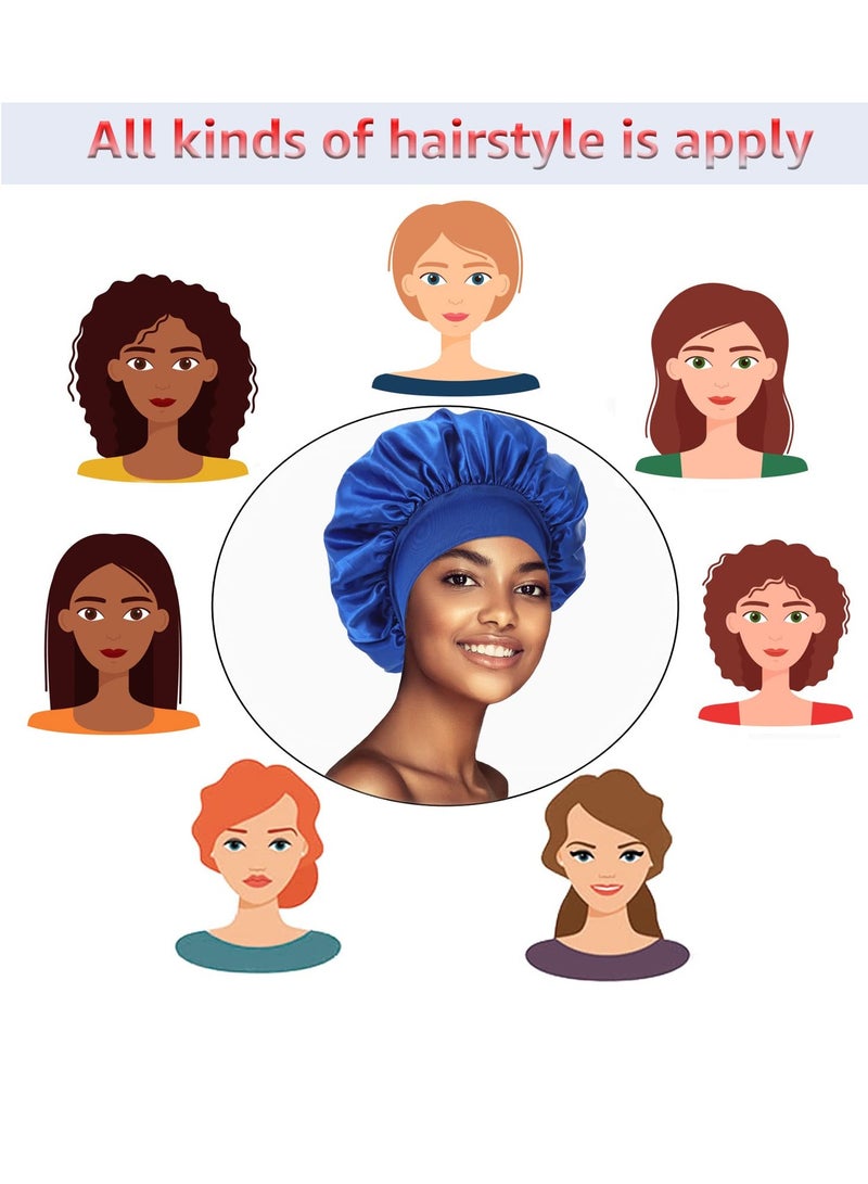 Satin Bonnet Silk Bonnet for Sleeping, Bonnets for Black Women Bonnet for Sleeping Large Sleep Cap, Wide Soft Band Bonnet for Curly Hair  - Image 5