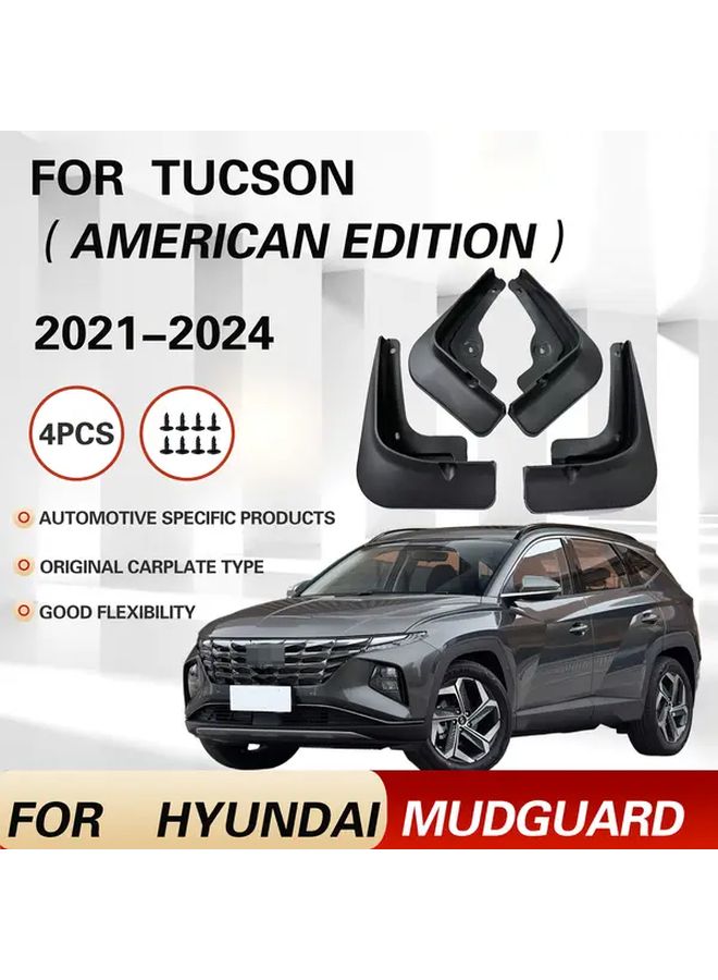 4pcs Black Front And Rear Plastic Mudguards For Hyundai Tucson 2021 2024 American Edition Car Mudguard Accessories - Image 1