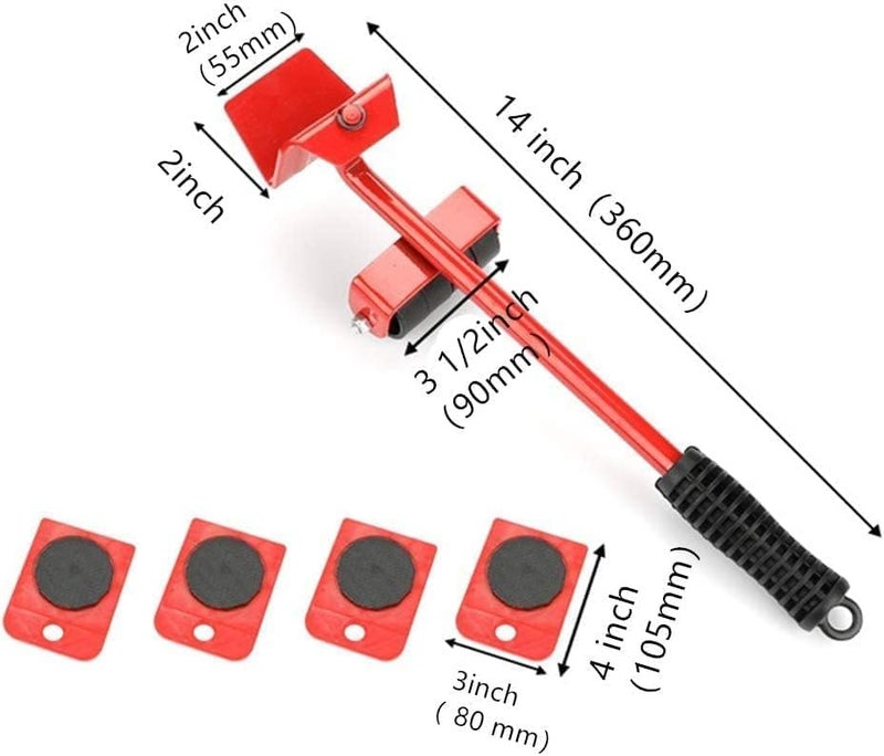 Home Stuffs HOME STUFFS Furniture Lifter Mover Tool Set Heavy Duty Furniture Lifter Mover Tool Set Furniture Moving Roller Wheel Set for Washing Machines FridgeSofa Wardrobes Adjustable Height  - Image 2