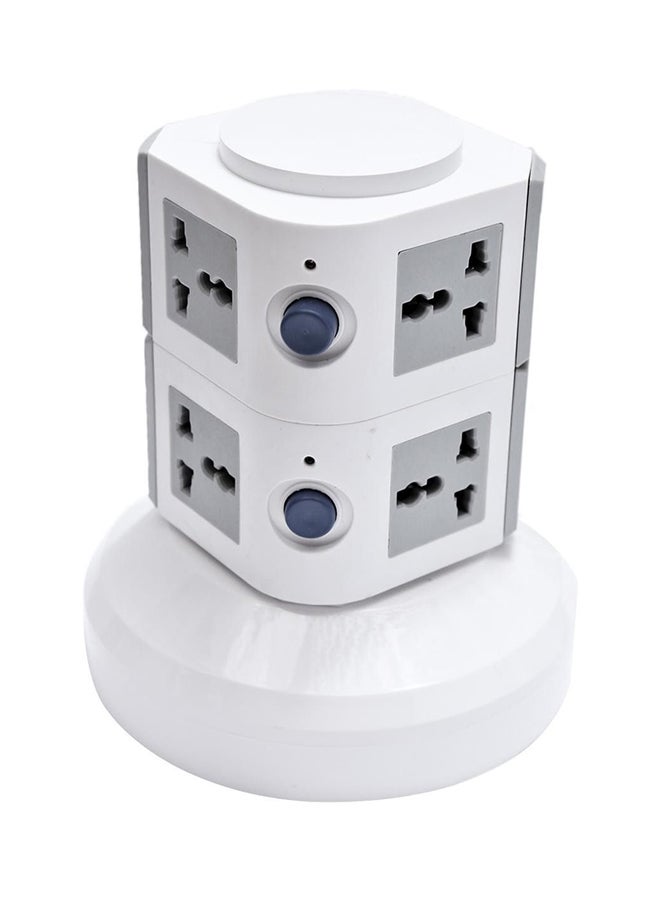 NIBEMINENT 8-Way Multi Socket Extension Cord White/Grey - Image 1