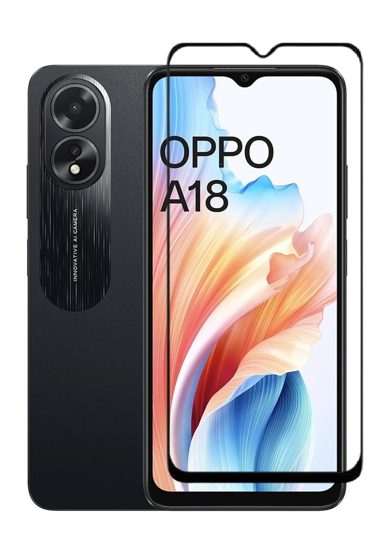 AINA حماية شاشة زجاجية مقساة 5D مصممة لهاتف أوبو A18 تغطي الشاشة بالكامل مع لاصق كامل من الحافة إلى الحافة وخالية من الفقاعات - Image 1