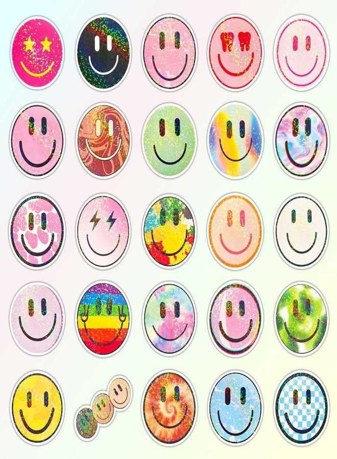 Wercokt 50PCS Smiling Glitter Stickers, Cute Water Bottle Stickers for Kids, for Teaching Rewards, Notebooks, Stationery, Luggage, Cartoon PVC Happy Sticker - Image 2