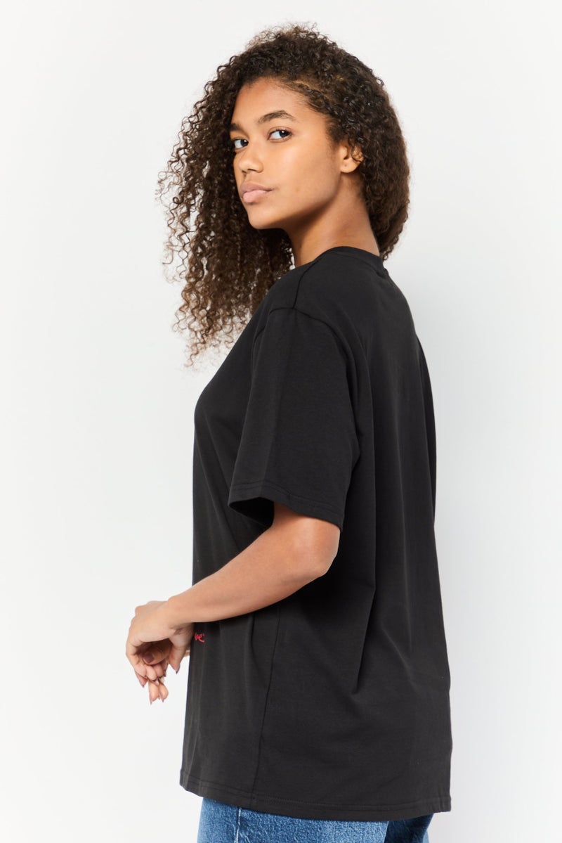 Marilyn Monroe Women Oversized Fit Crew Neck Short Sleeves Graphic Print T-Shirt, Black - Image 2