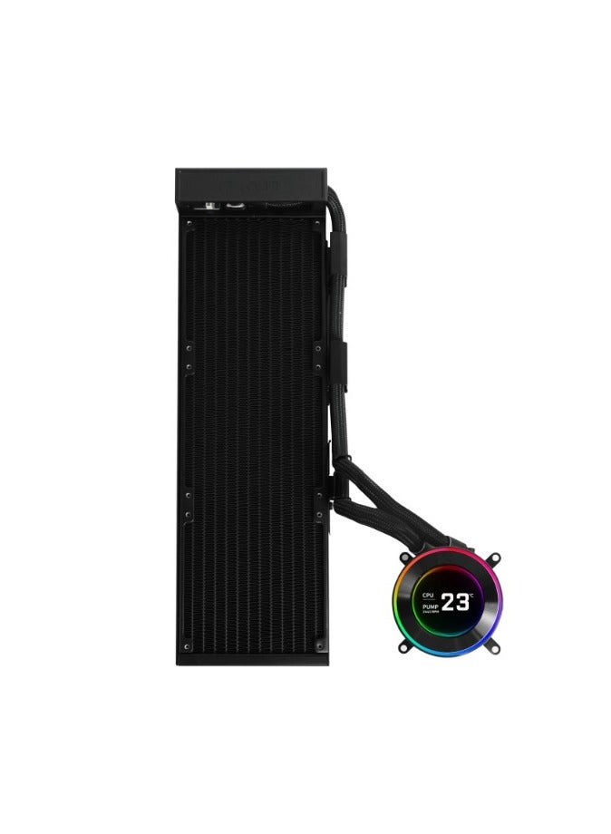 LIAN LI HydroShift II LCD-C 360TL AIO Liquid CPU Cooler, 360mm Radiator, 2.1" IPS LCD Display, UNI FAN TL Wireless x3, Side-Mounted Tubing, Intel LGA1700/1851 & AMD AM4/AM5 Support, Black | GHS2LCD36TB - Image 4