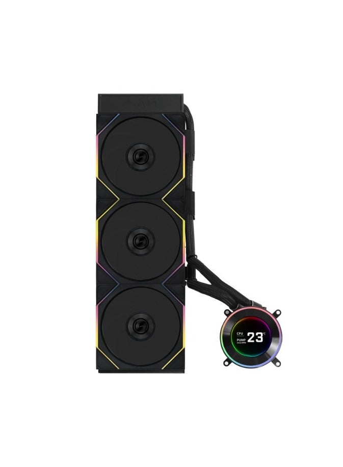 LIAN LI HydroShift II LCD-C 360TL AIO Liquid CPU Cooler, 360mm Radiator, 2.1" IPS LCD Display, UNI FAN TL Wireless x3, Side-Mounted Tubing, Intel LGA1700/1851 & AMD AM4/AM5 Support, Black | GHS2LCD36TB - Image 2