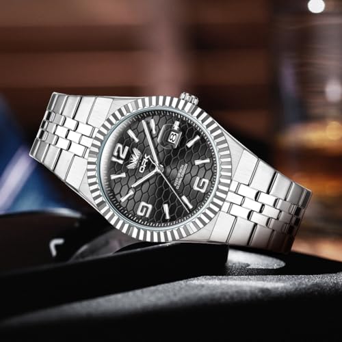 OPK Watch for Men Silver Black Business Large Analog Quartz Stainless Steel Day Date Waterproof Luminous Casual Wrist Watches - Image 5