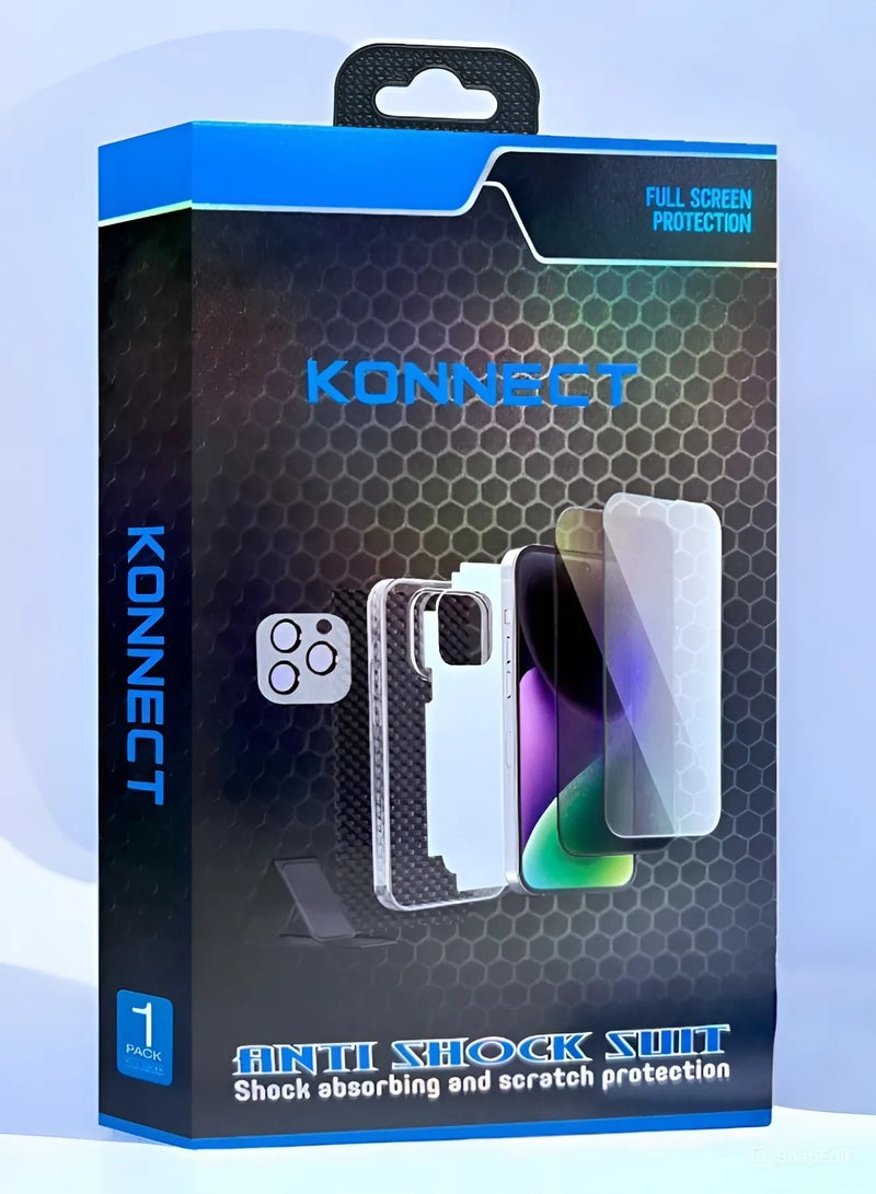 Konnect Full protection package for iPhone 16 Pro Max, protection case made of high-quality materials, screen protection and high definition HD, phone camera protection, maximum protection - Image 1