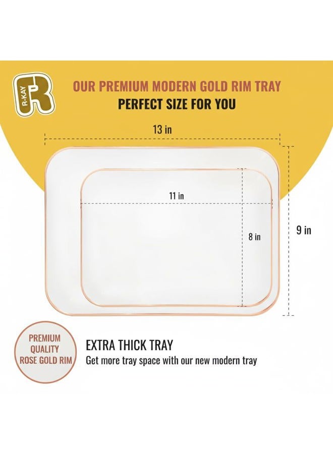 R-kay 8 x 11 Plastic Serving Tray (White and Rose Gold Rim) - Image 5