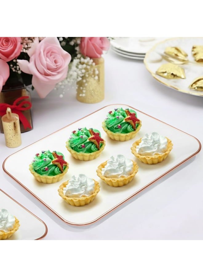 R-kay 8 x 11 Plastic Serving Tray (White and Rose Gold Rim) - Image 2