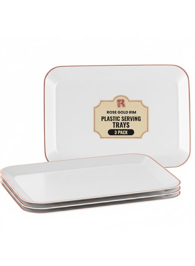 R-kay 8 x 11 Plastic Serving Tray (White and Rose Gold Rim) - Image 1