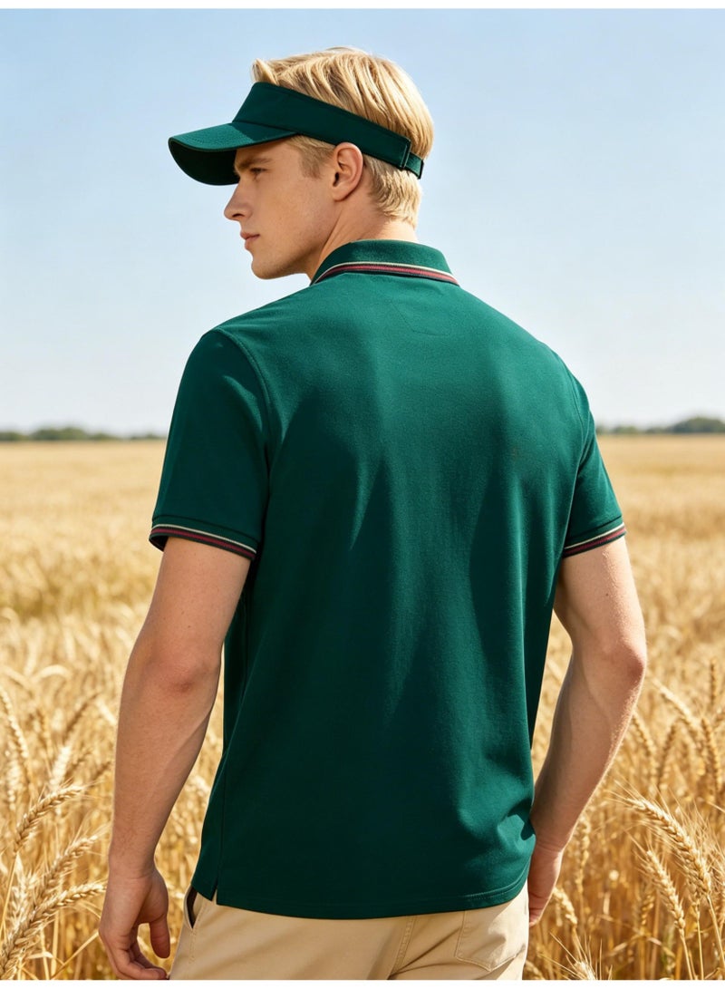 FRED PERRY unisex slim laurel print Polo shirt, contrast tricolor striped leader short sleeve business casual golf shirt. - Image 4
