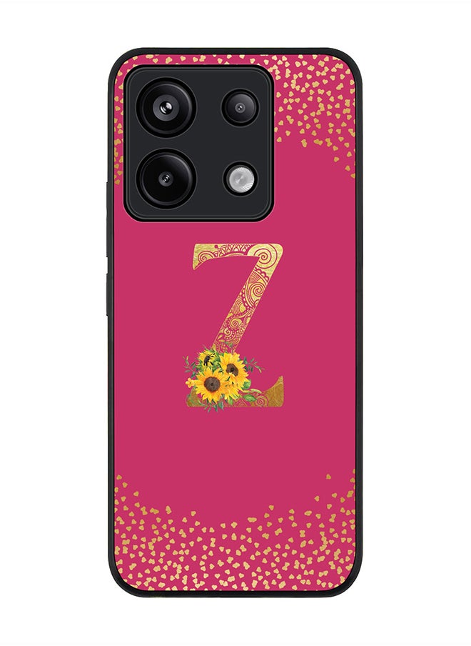 Stylizedd Rugged Case for Xiaomi Redmi Note 13 Pro 5G Case Cover- Custom Monogram Initial Letter Mandala Floral Pattern Alphabet - Z(Deep Pink Rose)  - Image 1