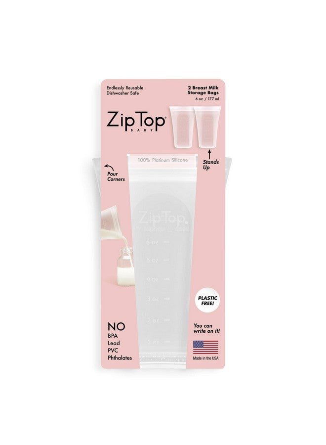 Zip Top Reusable 100% Silicone Breast Milk Storage Bags That Stand Up Stay Open and Zip Shut, Made in The USA - Set of 2 Bags - Image 1