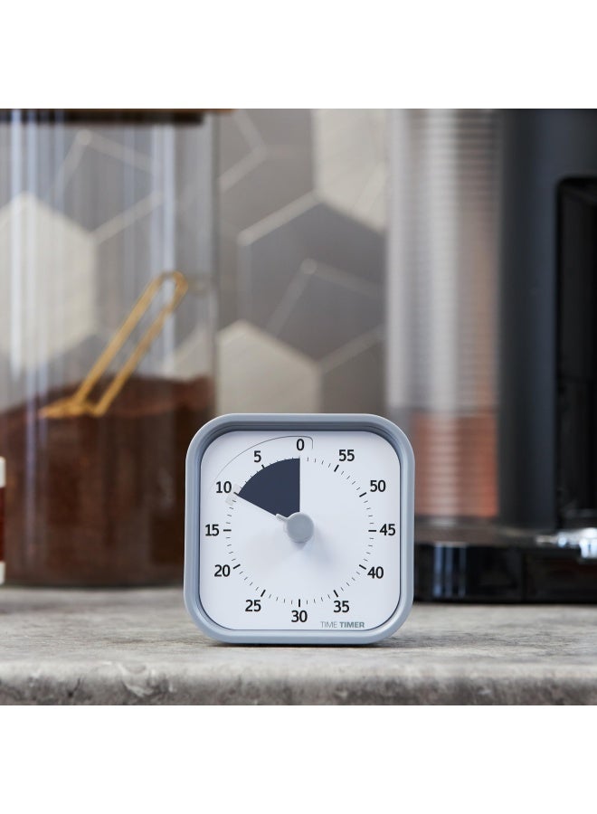 Time Timer تايم تايمر مود المنزل - مؤقت بصري للأطفال لمدة 60 دقيقة - لأدوات الدراسة في المنزل ومؤقت لمكتب الأطفال ومكتب العمل والاجتماعات مع تشغيل صامت باللون الرمادي الفاتح - Image 3