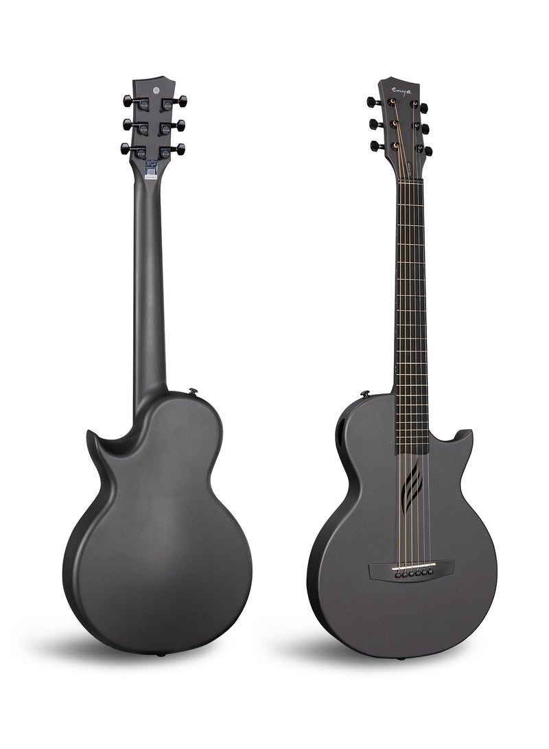 Enya Nova Go Carbon Fiber Acoustic Guitar 1/2 Size Beginner Adult Travel Acustica Guitarra w/Starter Bundle Kit of Colorful Packaging, Acoustic Guitar Strap, Gig Bag, Cleaning Cloth, String(Black) - Image 2