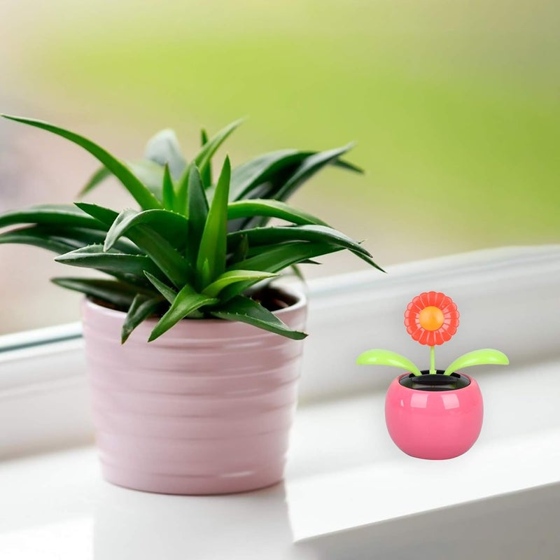 Welecom 4 Solar Dancing Sunflower Toy Solar Powered Dancing Ladybug in Colorful Pots Swinging Butterfly Flip Flap Animated Bobblehead Dancer Window Sun Catcher Car Dashboard Decor Portable Suncatchers - Image 5