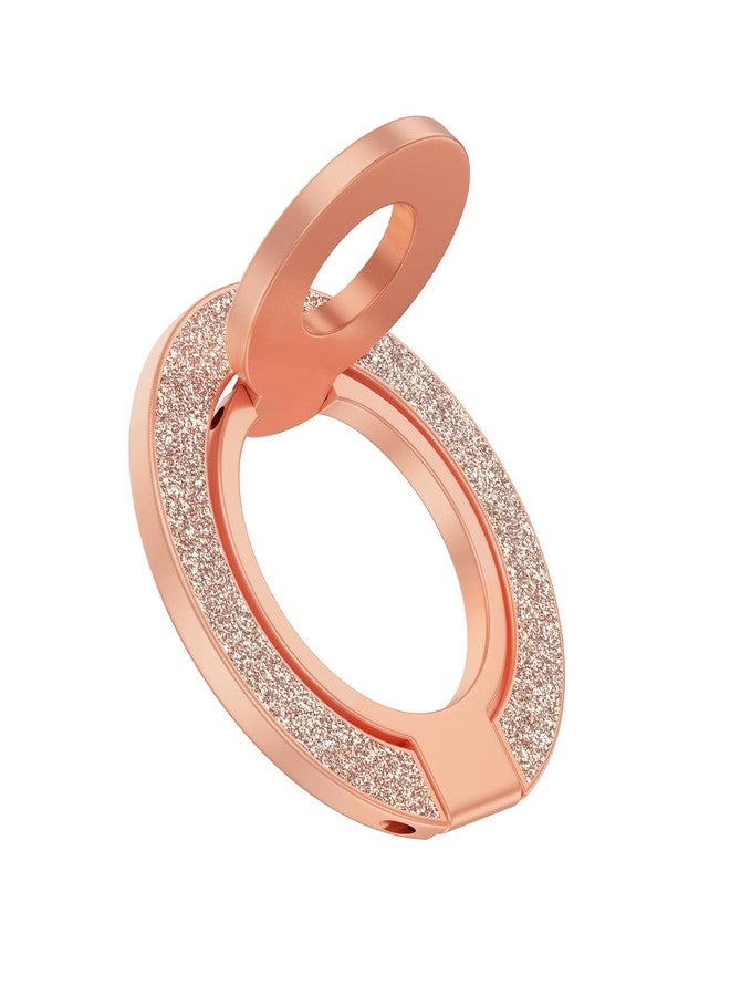 AILKIN Dual-Side Magnetic Phone Ring Holder Grip, MagSafe Stand Grip, Magnetic Phone Stand & Kickstand for iPhone 17 Pro Max, Android, Car Mount, Case, Hands-Free Viewing, Wireless Charging-Rose Gold Bling - Image 1
