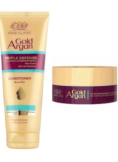 Eva Eva Hair Clinic Mask With Gold And Argan Oil +Eva Hair Clinic Gold Argan Hair Conditioner - 430 ml 