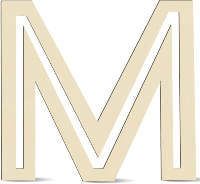 CLITHS Wooden Letter M Large Unfinished Alphabet Cutout DIY Paintable Craft Letters for Wall, Nursery, Wedding, Home Party Decorations 13.65x13.65 in - Image 1