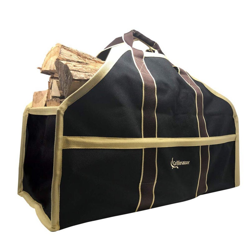 Grillinator Grillinator Ultimate Firewood Log Carrier Back Saving Design with Ultra Premium Canvas Black 