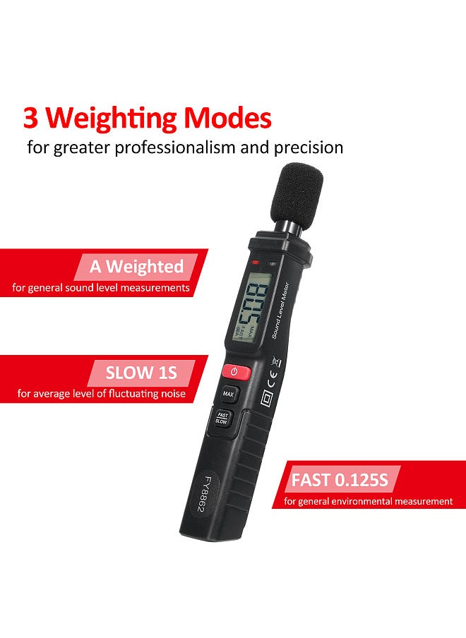 Lepmerk FY8862 Pen Type Digital Noise Meter 30db-130db Decibel Meter LCD Display Sound Level Meter Professional High-Precision Noise Tester Handheld Sound Detector Household Noise Measuring Instrument  - Image 4