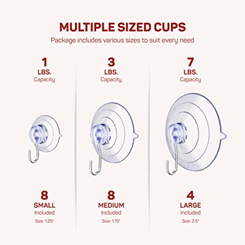 SEWANTA All-Purpose Suction Cup Hooks [10PK Combo Set] Powerful Window Suction Cups with Hooks Use to Hang On Glass, Windows, Doors, Mirrors, Tiles. Set Includes: 2 Large, 4 Medium, 4 Small - Image 4