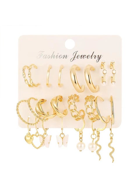 Gold Hoop Earrings for Girls Women, Chunky Twisted Small Big Hoops Earring Packs Set, Earrings for women multipack, Fashion Trendy Earrings Jewelry for Birthday Party