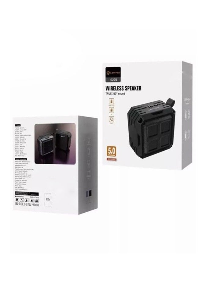 Lenyes - Simple portable wireless Bluetooth stereo speaker, Lenyes S205 Waterproof HiFi Bass Wireless Bluetooth Speaker, supports hands-free/Micro SD Card (Color : Black) - Image 1