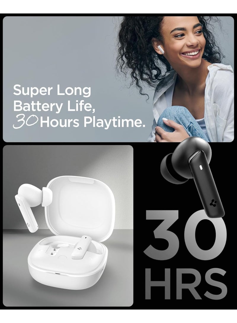 Spigen True Wireless Earbuds, Active Noise Cancellation Bluetooth Headphones with 30H Playtime, EQ Customizing App, 6 Mics, Gaming Mode, LCP Graphene Driver - White - Image 5