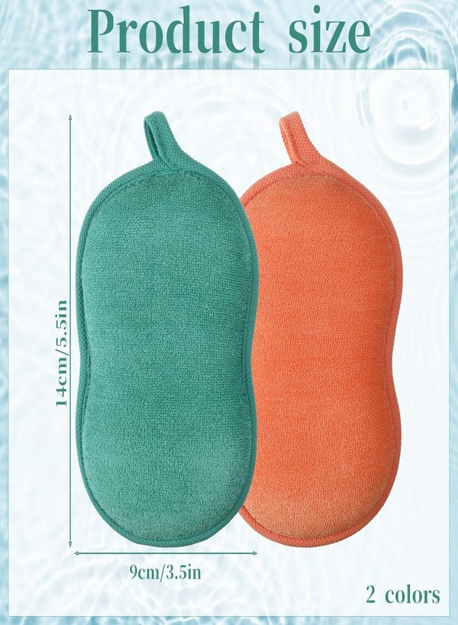 Tweruna 2 PCS Baby Sponge for Bathing, Soft Absorbent Baby Bath Sponge, Exfoliating Shower Sponge for Body, Bath Sponges Loofah for Infants Men Women Body All Skin Type(Green, Orange) - Image 2