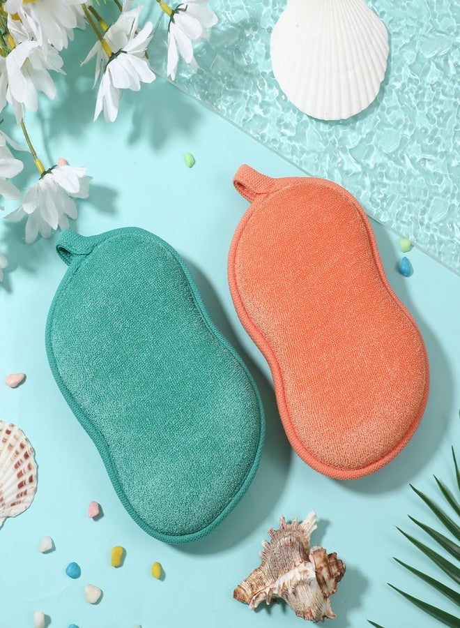 Tweruna 2 PCS Baby Sponge for Bathing, Soft Absorbent Baby Bath Sponge, Exfoliating Shower Sponge for Body, Bath Sponges Loofah for Infants Men Women Body All Skin Type(Green, Orange) - Image 4