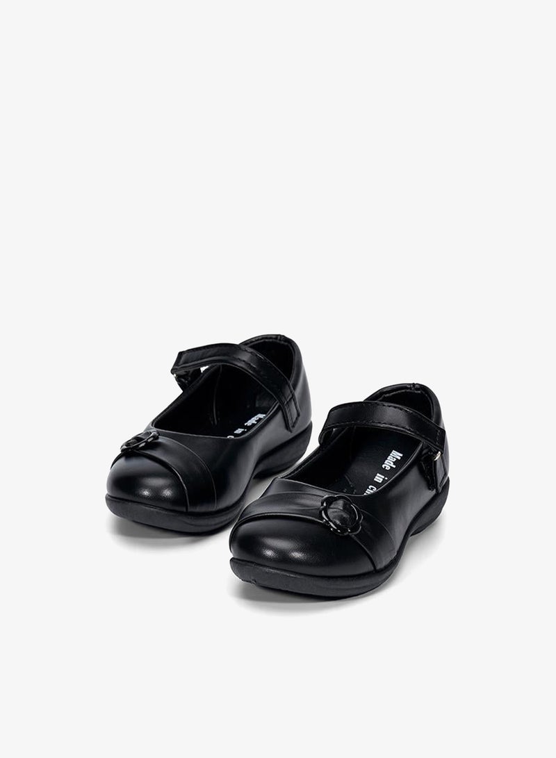 babyqlo Girls Black Mary Jane School Shoes with Buckle - Image 1