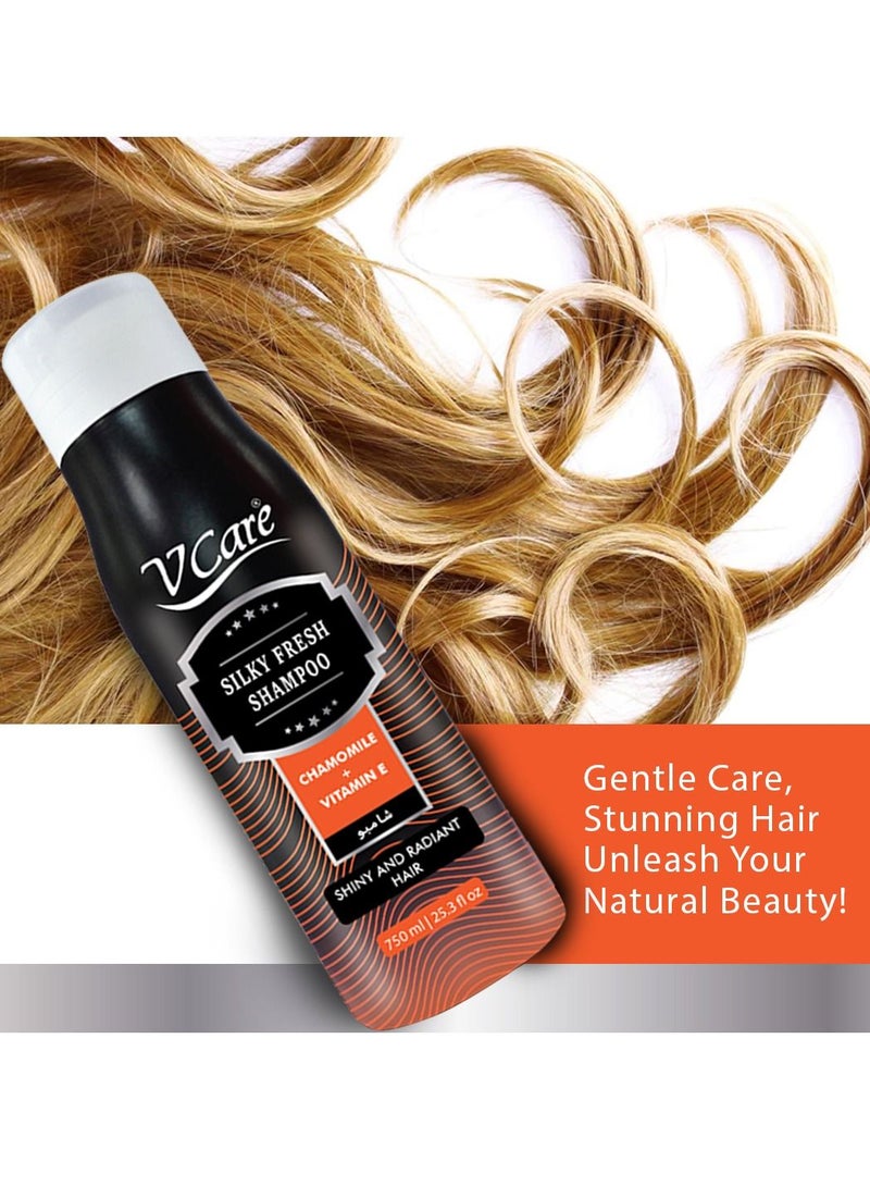 Vcare Shampoo - 750ml Gentle & Nourishing Formula | Chamomile & Vitamin E Extract | Enhances Shine, Promotes Healthy Hair - Image 4